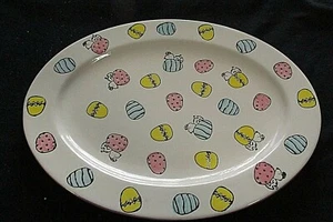 Snoopy Peanuts Gang Easter Plate Platter 14" Ceramic Purple Serving Displaying   - Picture 1 of 2