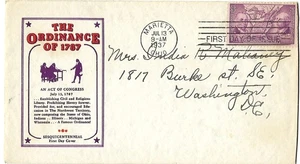 '37 FDC Sesquicentennial of Ordinance of 1787 on Ioor Cachet SC#795 - Picture 1 of 1