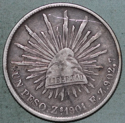 MÉXICO 1901 Zs F.Z. PESO PLATA Foto 1 de 2