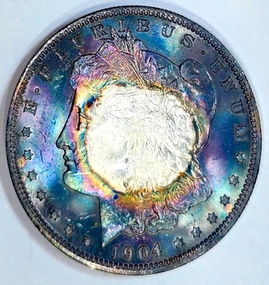 1904-O Gem BU  ++ Monster Rainbow Toned Semi PL Old Collection - Image 1 of 3