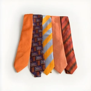 Corbata de colección naranja mezclada para hombre con diseños de materiales mixtos paquete x5 - Imagen 1 de 5