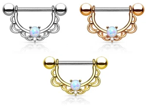 Piercing Brustwarzenpiercing Nippelpiercing Brustpiercing Filigraner Bogen Opal - Bild 1 von 5