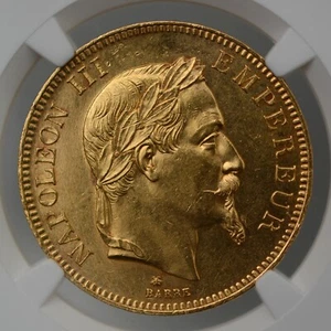 FRANCE NAPOLEON III GOLD 100 FRANCS 1867-A MS61 NGC - Picture 1 of 4
