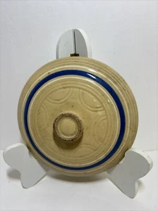 Antique Watt Pottery USA Ovenware Yellow Ware Blue Band White Line LID ONLY - Picture 1 of 10