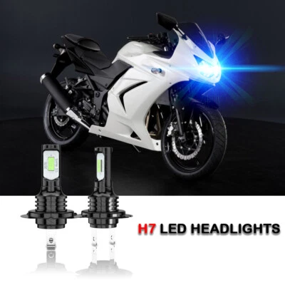 High Power HID LED Headlight H7 Bulbs for Kawasaki Ninja 300 2013-2017 Lights - Image 1 of 4