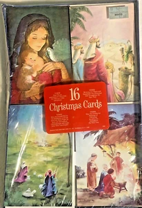 16 tarjetas de Navidad vintage con texto de las Escrituras nuevas con caja - Imagen 1 de 9