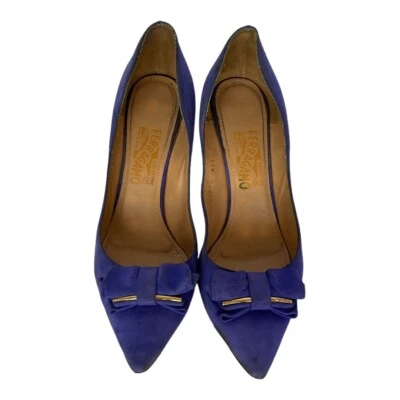 Zapatos para mujer Salvatore Ferragamo gamuza púrpura azulado talla 39,5 Foto 1 de 4