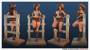 Figura de resina de prueba de artista de la Comisión para figura de vaquera de fantasía Tifa + Cosplay Alts - Imagen 1 de 14