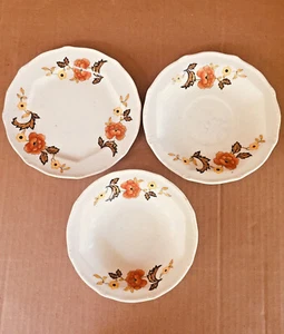 (3) Antique Taylor Smith & Taylor Paramount Ivory Saucers & Bowl Autumn Harvest - Bild 1 von 10