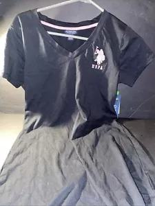 US Polo Assn Women's Polo Dress Size M Black Pink Embroidered Logo Stretch - Picture 1 of 5
