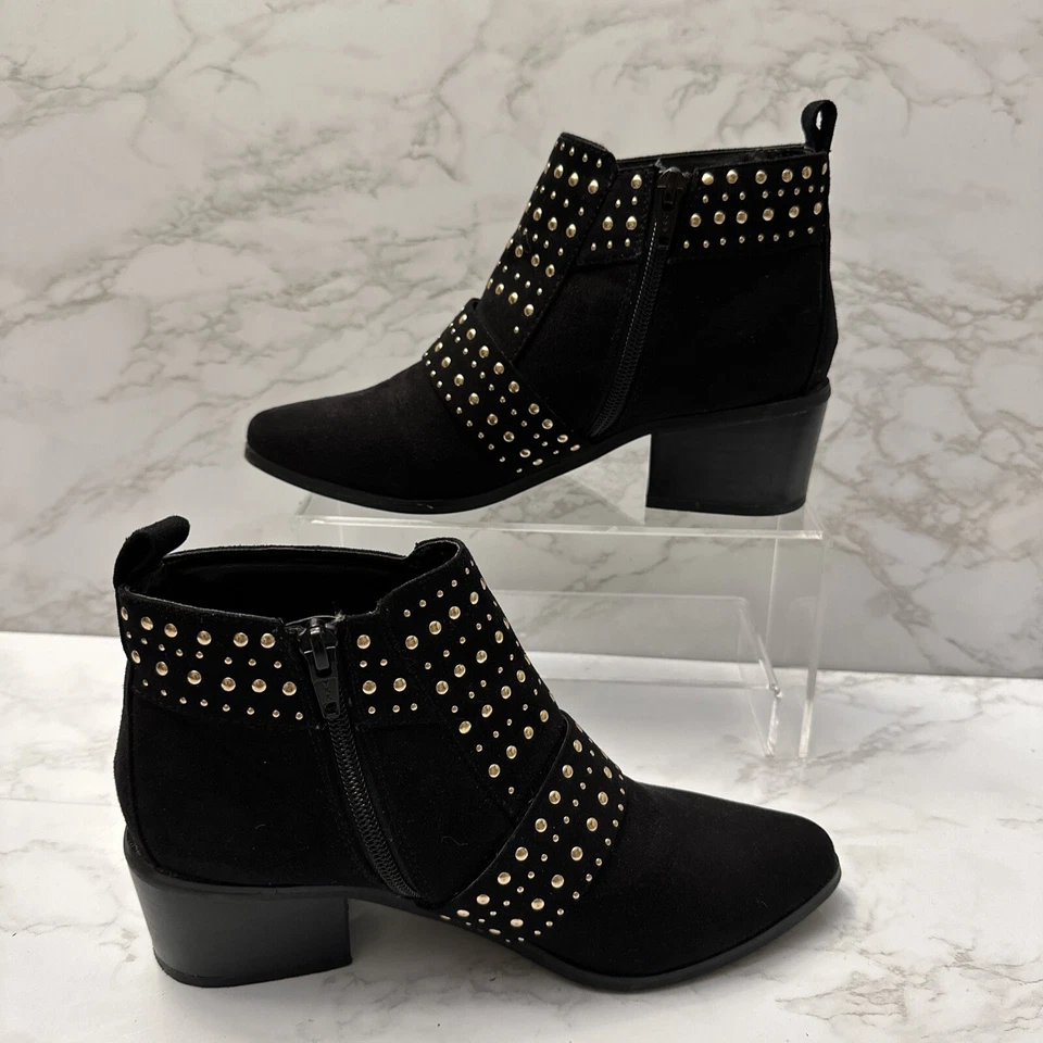 полусапоги topshop размер 36/5,5.  Замша с заклепками золото и черный - Изображение 1 из 4