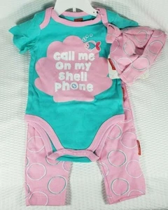 Fisher-Price Toddler 3 Piece Short-Sleeve Bodysuit Pant and Cap Layette Set 12mo - Picture 1 of 9
