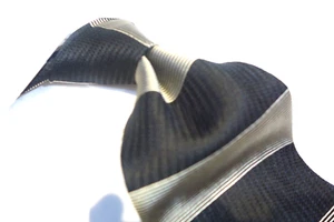  Extra lange xl Seidenkrawatte schwarz grau horizontal Blockstreifen - Bild 1 von 2