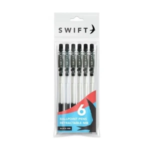 Retractable Ballpoint Pens 6pk Black - Bild 1 von 1
