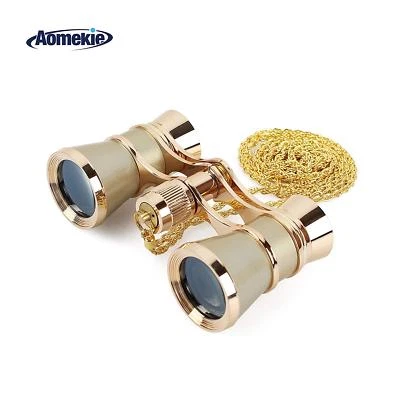 Theatre Opera Glasses Binoculars 3X25 with Chain for Theater Horse Racing Gold - Image 1 of 4