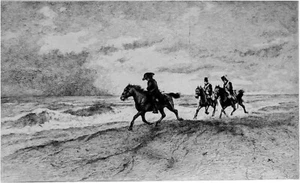 LE GÉNÉRAL CHAMPIONNET galopant sur une PLAGE- Gravure du 19eme (de Meissonier) - Imagen 1 de 2