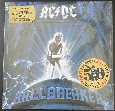 AC/DC BALLBREAKER GOLD VINYL LP 50TH ANNIVERSARY EDITION IMPORT NEW SEALED MINT - Image 1 of 2