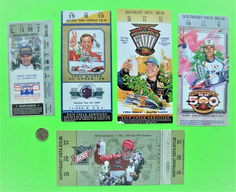 Lot/5 original INDY 500 RACE TICKETS 1993 - 2003 Luyendyk AL UNSER JR Lazier Cover