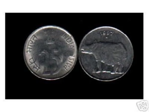 INDIA 25 PAISE KM-54 1988-2005 RHINO UNC ANIMAL COIN LOT X 500 PCS WILD LIFE - Picture 1 of 2