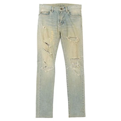 Pantalones de mezclilla SAINT LAURENT PARIS con logotipo de 16 años desgastados para hombre talla 28 usados-índigo Foto 1 de 4