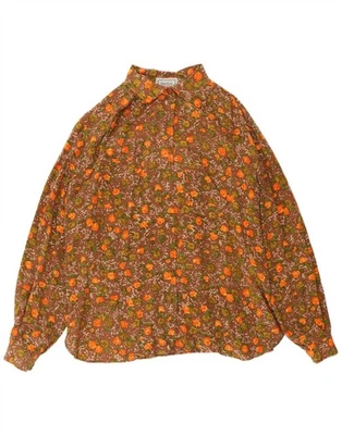VINTAGE Womens Oversized Shirt Blouse IT 46 Large Brown Floral Silk NH05 - Image 1 of 3