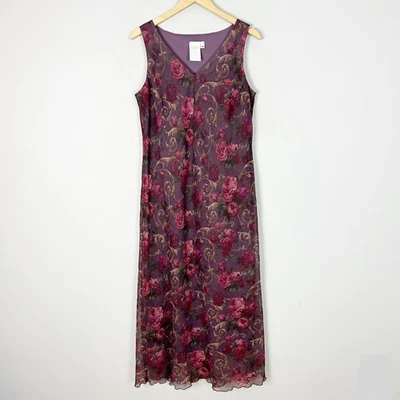 Maxi Vestido Largo Floral Vintage Años 90 Otoño Carrera Maduro Retro Talla 16 Para Mujer Foto 1 de 4