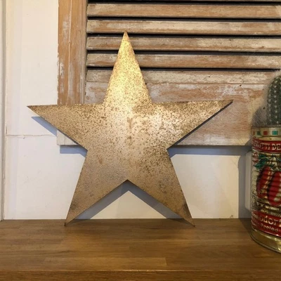 Rustic Distressed Gold Metal Classic Star 12” Home Decor & Garden Signs - Image 1 of 4