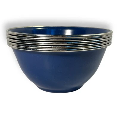 5 Cobalt Blue Metal Enamelware Bowls, Pottery Barn, Cabin, Lodge Style, Camping - Image 1 of 4