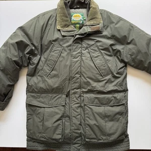 CABELAS Premiere Northern Goose Down Insulated Coat Mens Small Green Corduroy - Picture 1 of 23