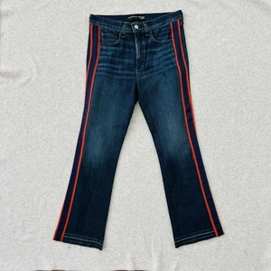 Pantalones de mezclilla Veronica barba para mujer 28/6 bota de bebé recortada rojo medianoche esmoquin a rayas crudo - Imagen 1 de 9