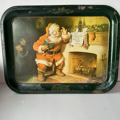 Vintage Coca Cola Santa Claus Milk/cookies Metal Serving Tray 1989 14” X 10” - Image 1 of 4