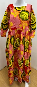 African Handmade Dress Pink Yellow Swirl Multicolor Womens Dress Maxi *no size* - Picture 1 of 6