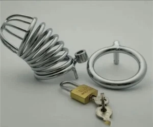 Male Chastity Device Chastity Belt Stainless Steel Chastity Sprinkler Cage Lock - Picture 1 of 3