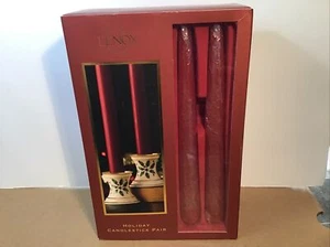 Lenox Holiday/ Candlestick Pair W/ Holly Leaves Christmas decor - Picture 1 of 10
