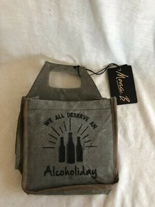 New Mona B Bag "We All Deserve an Alcoholiday" Beer Caddy Cotton Canvas 8x8.25" - Picture 1 of 5