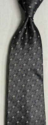 CORBATA JAEGER TODA SEDA HECHA EN Italia pequeñas cajas plateadas brillante campo humo Foto 1 de 4