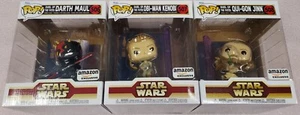 FUNKO POP DUEL OF THE FATES COMPLETE SET DARTH MAUL OBI WAN KENOBI QUI GON JINN - Bild 1 von 7