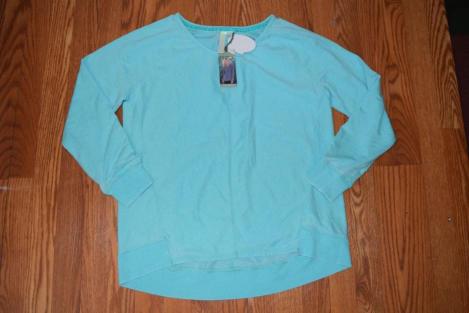 NUEVO CON ETIQUETAS Mujer Té Verde Cálido Verde Menta Rayas Pullover Sudadera Talla S Foto 1 de 1