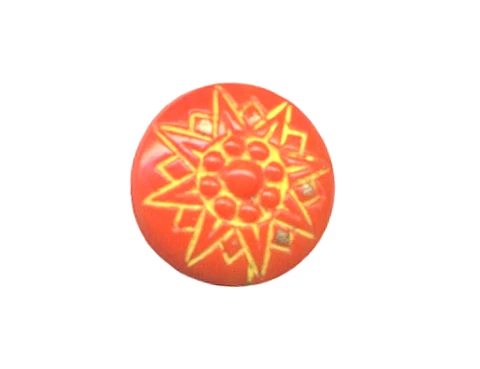 True Orange Glass Antique Button with Rosette Shank 7/16" Cover
