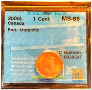 CANADA 2006L CANADIAN LOGO RCM MAGNETIC PENNY CENT RARE UNC CERTIFIED CCCS MS66 - Picture 1 of 2