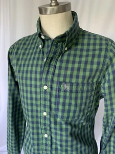 ABERCROMBIE & FITCH Mens Cotton Poplin Fitted Shirt Blue/Green Check, Large slim - Picture 1 of 10