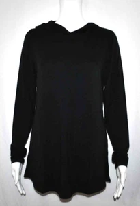 Isaac MizrahiLive! SOHO French Terry Tunic Hoodie/Pockets, Black X-Small A385446 - Picture 1 of 5