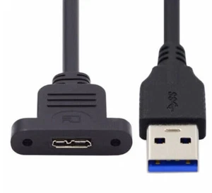 Cable de extensión de montaje en tornillo tipo A USB 3.0 macho a micro 3.0 tipo B hembra 0,5 m - Imagen 1 de 7