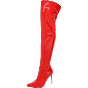 Steve Madden Womens Viktory Red Thigh-High Boots Shoes 8 Medium (B,M) BHFO 6153