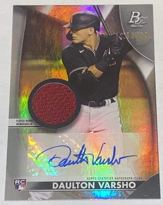 2021 Bowman Platinum Pieces RPA Rookie Patch Auto Daulton Varsho Auto 32/99 - Image 1 of 2