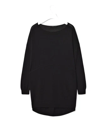 COS Black CIRCLE SEAM JUMPER Oversized TUNIC TOP Long Sleeve FLUID KNIT Size S - Image 1 of 4