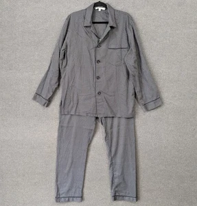 TravelSmith Pigiama Set Uomo Medio Classico Bottone 2 Pezzi Nero Bianco Camicia Pantaloni - Foto 1 di 18