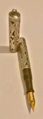 Винтажная перьевая ручка 1920-х Waterman's 452 1/2 В из чистого серебра с кольцом сверху - Изображение 1 из 4