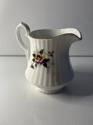 Royal Windsor England Fine Bone China Creamer Jar PANSIES Gold Trim - Image 1 of 3