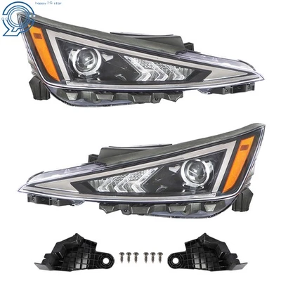 Driver&Passenger Headlights For Hyundai Elantra 2019-2020 Black Housing Halogen Foto 1 de 4
